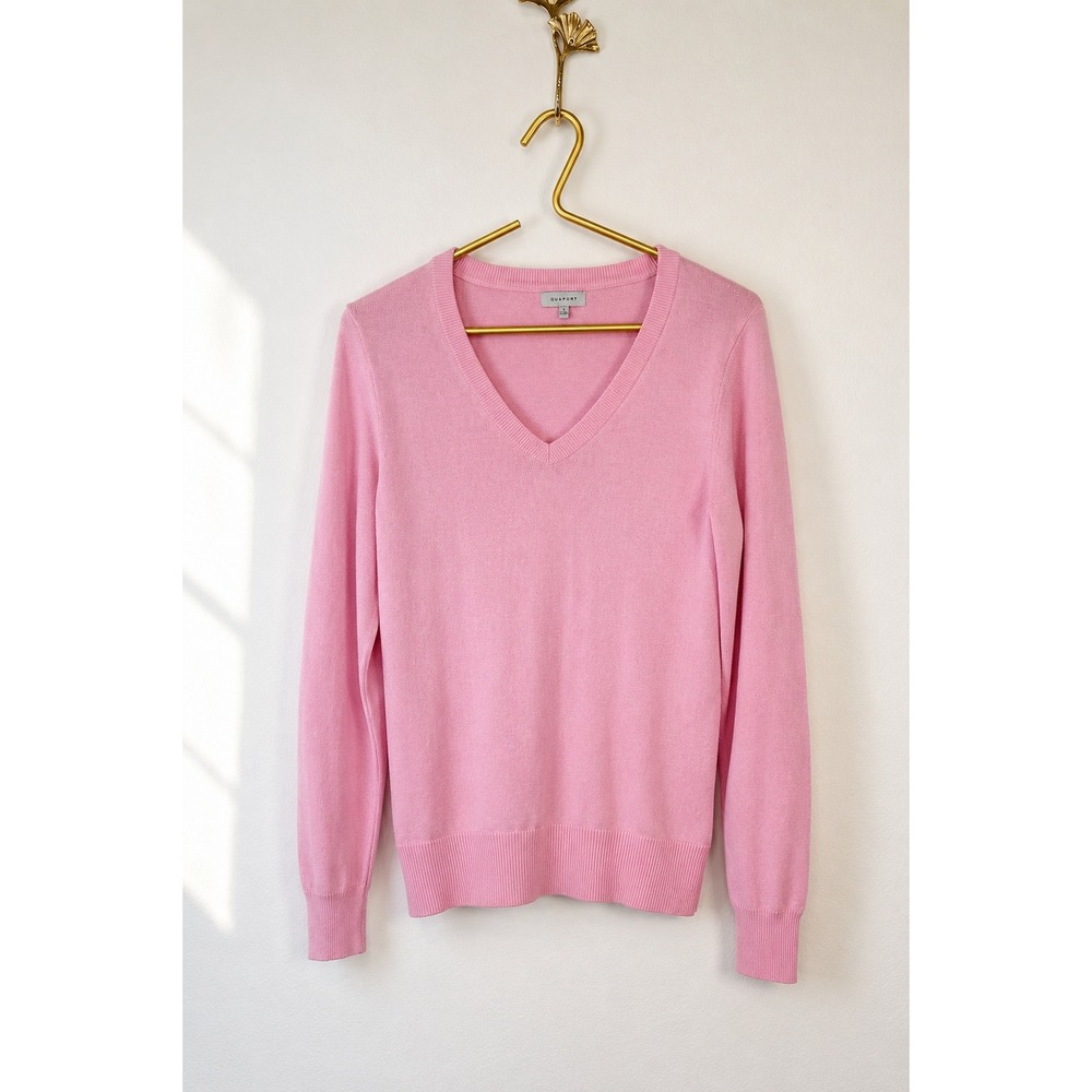 Blush Cotton Classic V-Neck Sweater Womens Small Pink 100% Office Layering